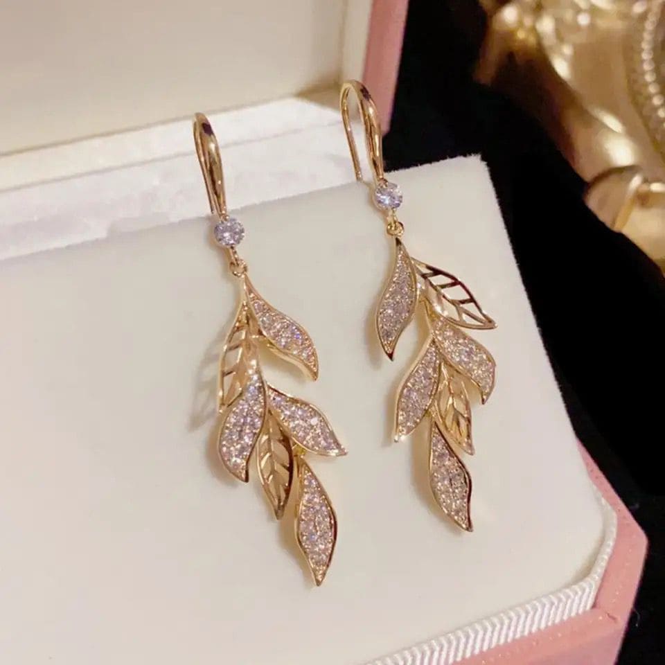 Classics Leaf Drop Earring, Zircon Leaf Earrings For Women, Exquisite Long Tassel Drop Earring, Luxury Leaf Tessel Earring Classics Leaf Drop Earring, Zircon Leaf Earrings For Women, Exquisite Long Tassel Drop Earring, Luxury Leaf Tessel Earring
